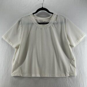 LegEnd Mesh Crewneck Tee Womens L Short Sleeve Boxy Lightweight Activewear White